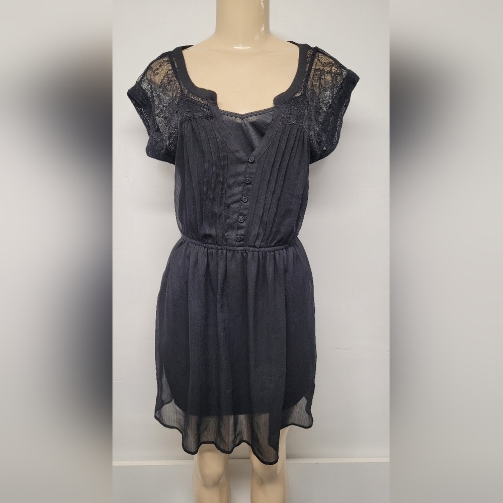 American Eagle Outfitters S Black Dress Fully Lined Sheer Overlay Lace